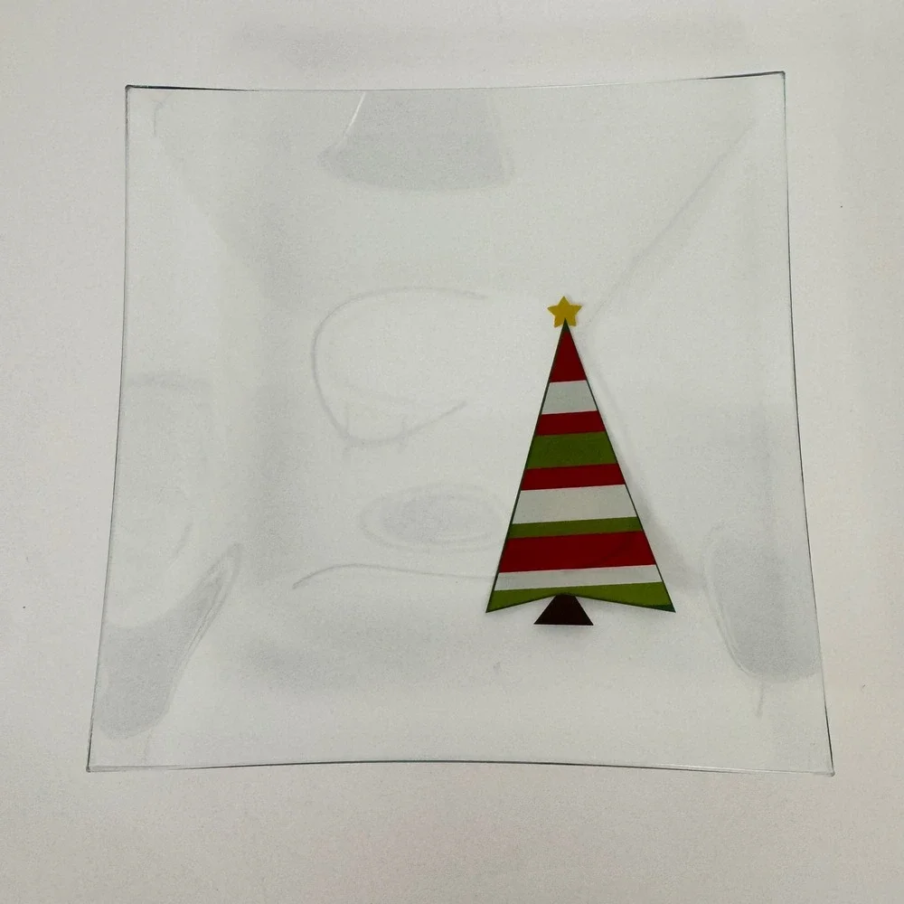 The Pampered Chef Holiday Appetizer Plate Set Of 4 Clear Christmas Tree Glass